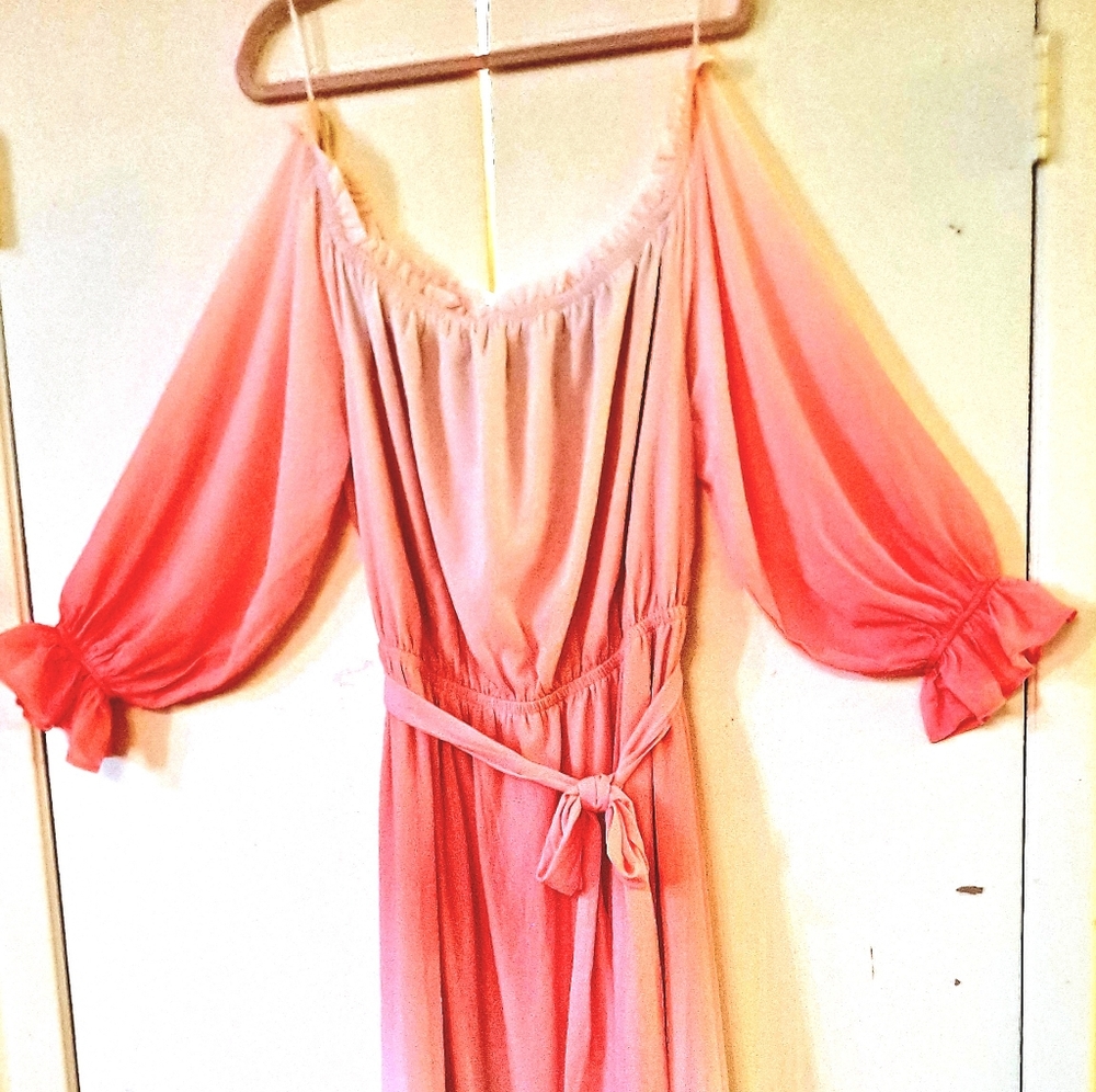 Off the shoulder 3/4 sleeve beach dress